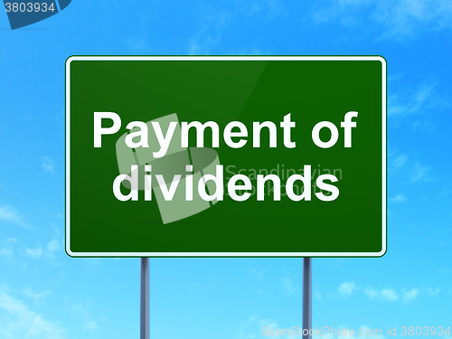 Image of Money concept: Payment Of Dividends on road sign background