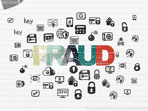 Image of Safety concept: Fraud on wall background