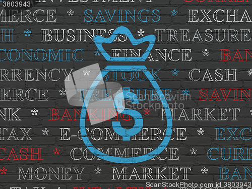 Image of Money concept: Money Bag on wall background