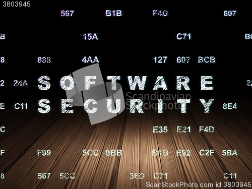 Image of Protection concept: Software Security in grunge dark room