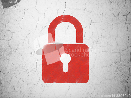 Image of Data concept: Closed Padlock on wall background