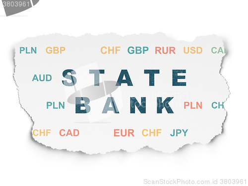 Image of Currency concept: State Bank on Torn Paper background