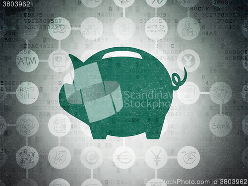 Image of Money concept: Money Box on Digital Paper background
