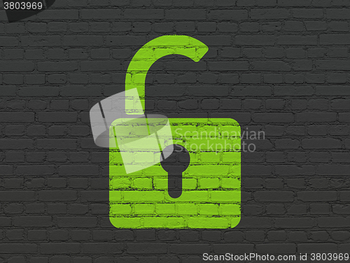 Image of Data concept: Opened Padlock on wall background