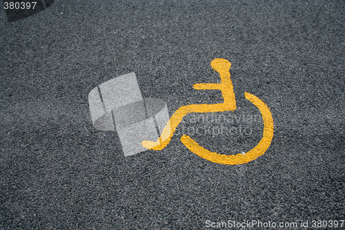 Image of Yellow Sign For Disabled Parking