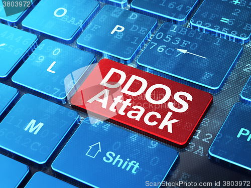 Image of Safety concept: DDOS Attack on computer keyboard background