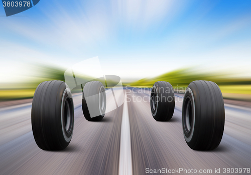 Image of wheels rush on speed road