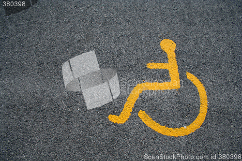 Image of Yellow Sign For Disabled Parking