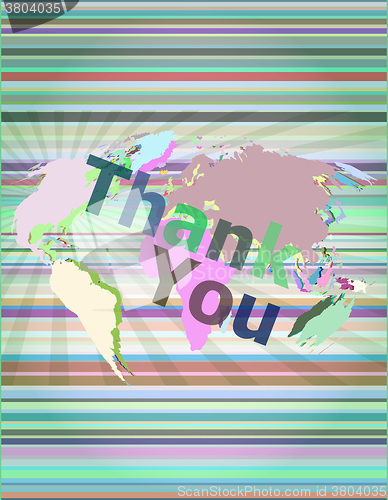 Image of The word thank you on digital screen, social concept vector illustration