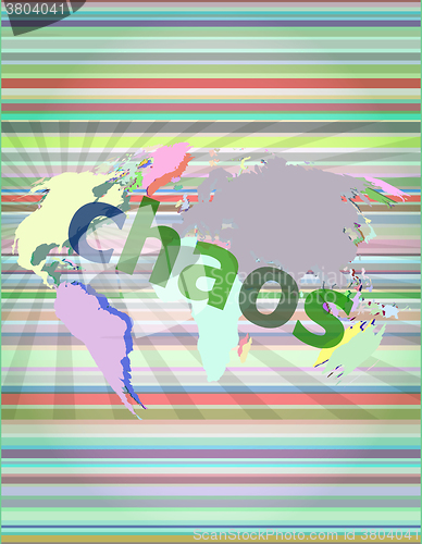 Image of chaos word on business digital touch screen vector illustration