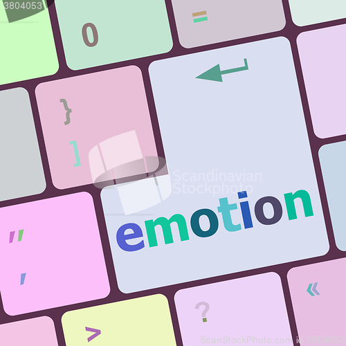 Image of Computer keyboard with emotion key - business concept, raster vector illustration