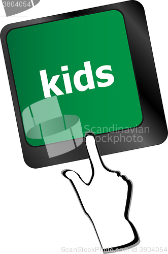 Image of kids key button in a computer keyboard