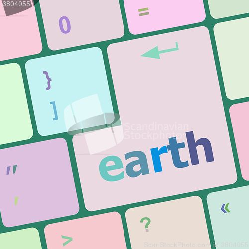 Image of enter keyboard keys with earth button vector illustration