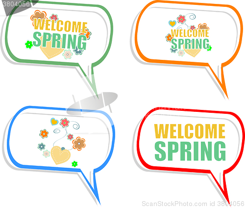 Image of Welcome Spring Holiday Card. Welcome Spring Vector. Welcome Spring background. Spring Holiday Graphic. Welcome Spring Art. Spring Holiday Drawing