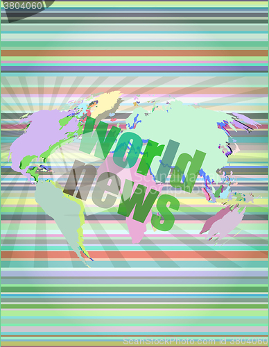 Image of News and press concept: words world news on digital screen vector illustration