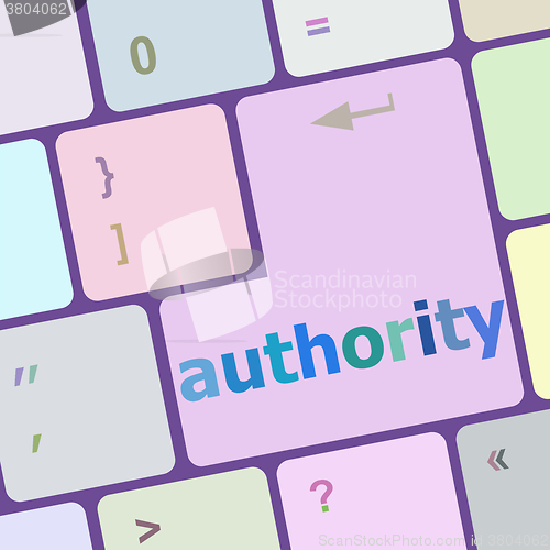 Image of autority button on computer keyboard key vector illustration