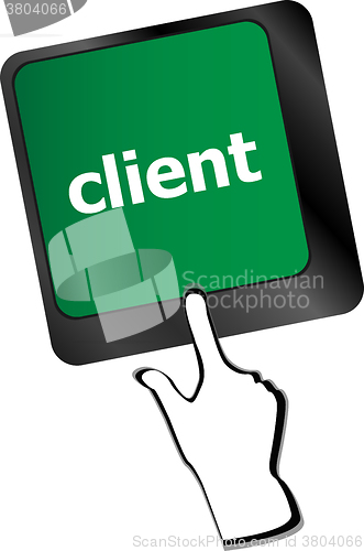 Image of Customers Service Concept. Button on Modern Computer Keyboard with Word Clients on It