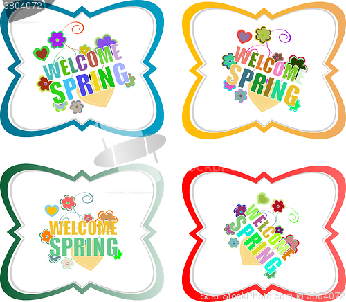 Image of Welcome Spring Holiday Card. Welcome Spring Vector. Welcome Spring background. Spring Holiday Graphic. Welcome Spring Art. Spring Holiday Drawing