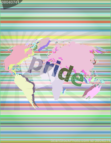 Image of The word pride on business digital screen vector illustration