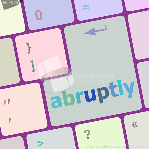 Image of computer keyboard pc with Abruptly text vector illustration