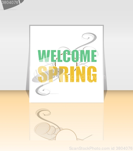 Image of Welcome Spring Holiday Card. Welcome Spring Vector. Welcome Spring background. Spring Holiday Graphic. Welcome Spring Art. Spring Holiday Drawing