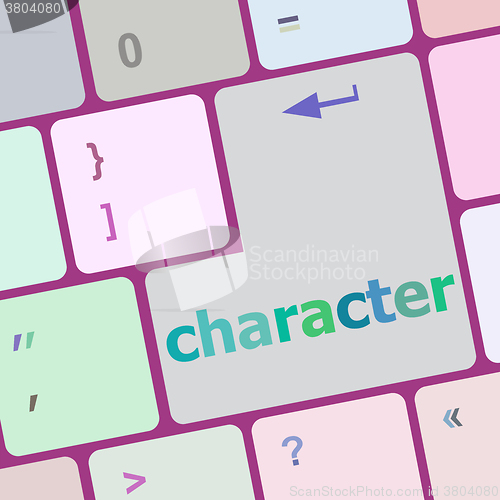 Image of character word on keyboard key, notebook computer button vector illustration