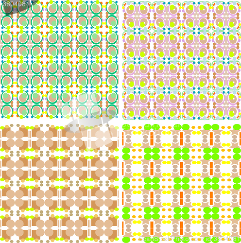 Image of Collection of four seamless decorative patterns vector illustration