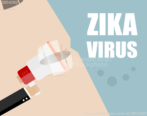 Image of Hand holding megaphone - Attention ZIKA virus, vector illustration