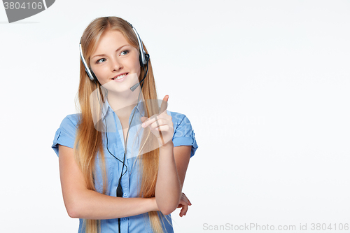 Image of Woman support phone operator in headset