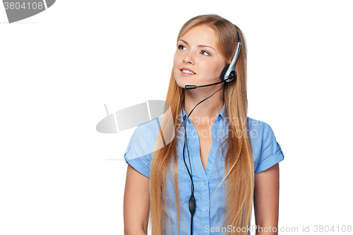 Image of Woman support phone operator in headset