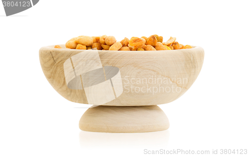 Image of Fresh mixed salted nuts in a bowl, peanut mix