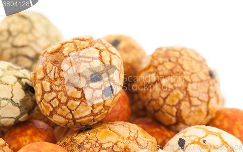 Image of Japanese sweets beans (nuts) with colored sugar coat,