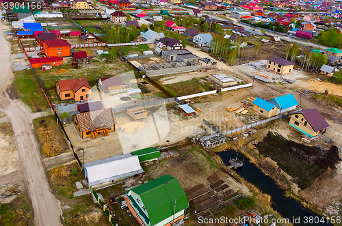 Image of Aerial view onto construction in Borovskiy. Russia