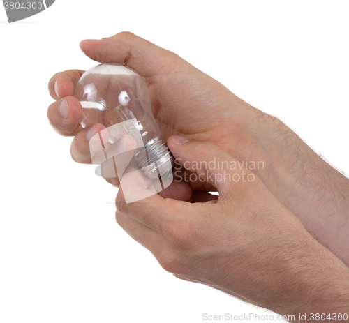 Image of Hand holding an light bulb 