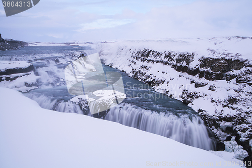 Image of Waterfall Gullfoss in Iceland, long time exposure