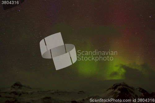 Image of Different colors of northern lights in Iceland