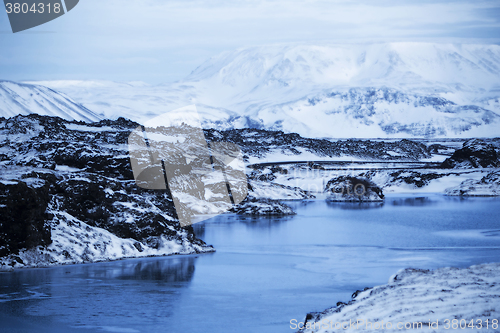 Image of Winter landscape with blue sky