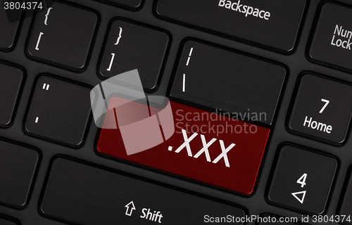Image of Pressing porn button on a computer keyboard