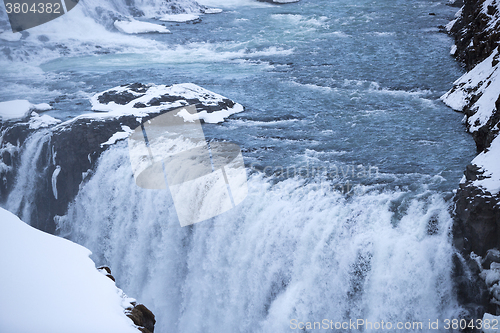 Image of Closeup of waterfall Gullfoss in Iceland