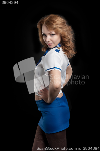 Image of Young beautiful air hostess