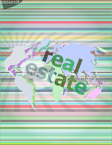 Image of real estate text on touch screen vector illustration