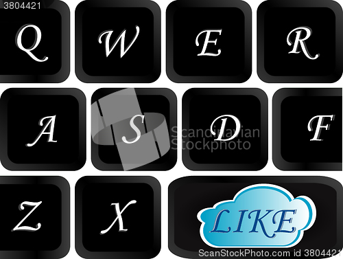 Image of A like message on enter keyboard for social media concepts. vector