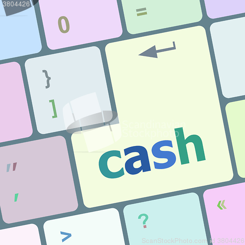 Image of cash word on keyboard key, notebook computer button vector illustration