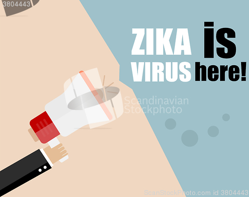 Image of Hand holding megaphone - Attention ZIKA virus, vector illustration