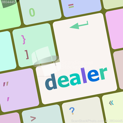 Image of dealer button on keyboard with soft focus vector illustration