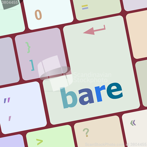 Image of bare word on keyboard key, notebook computer button vector illustration