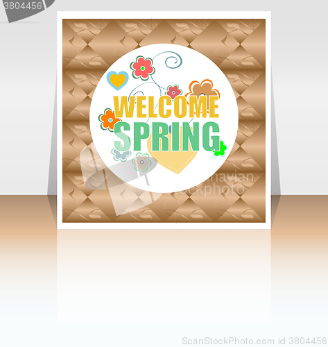 Image of Welcome Spring Holiday Card. Welcome Spring Vector. Welcome Spring background. Spring Holiday Graphic. Welcome Spring Art. Spring Holiday Drawing