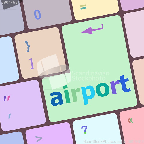Image of airport on computer keyboard key enter button vector illustration