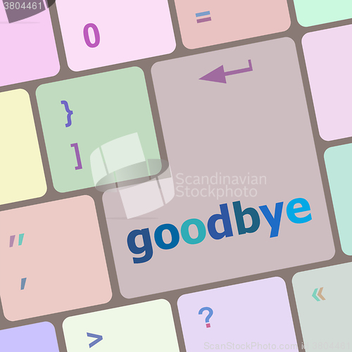 Image of goodbye word on keyboard key, notebook computer button vector illustration