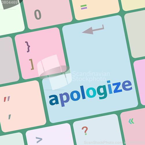 Image of keyboard keys with enter button, apologize word on it vector illustration
